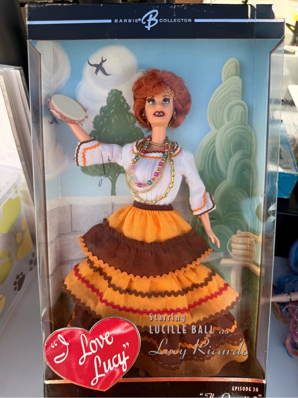 Barbie Collector Lucille Ball Doll in Orange, Brown & White Fiesta Outfit -NIB!